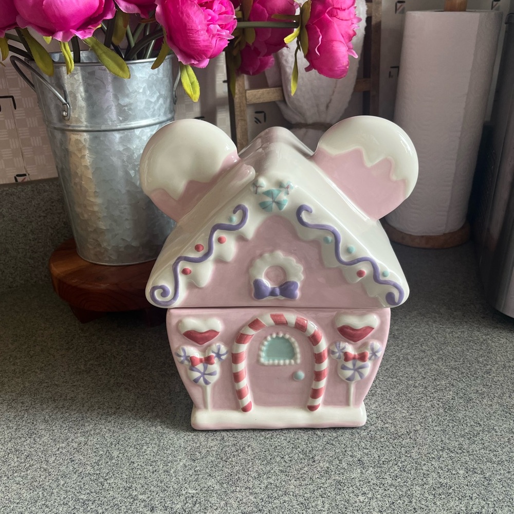 Pink Minnie Mouse House Cookie Jar